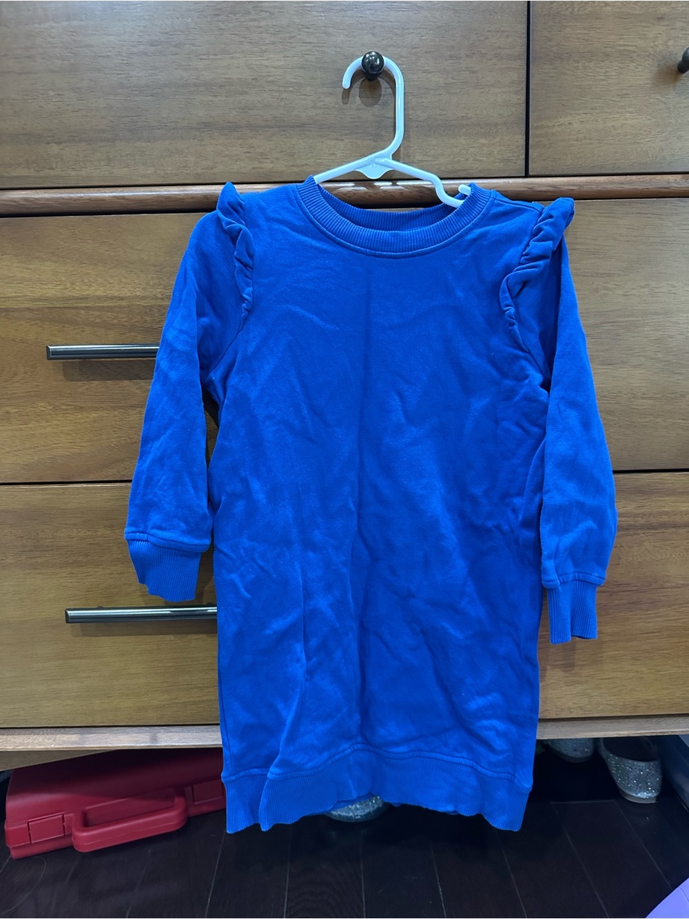 Hanna Andersson Blue Ruffle-Shoulder Sweatshirt Dress